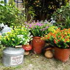 20 Bundles Artificial Flowers Outdoor Fake Plants, UV Resistant No Fade Faux Plastic Greenery Shrubs for Hanging Planter Garden Porch Window Box Outside Decoration,Home Indoor Decor, 5 Colors