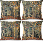 Rustic William Morris Inspired Autumn Forest Decor Pillow Covers 18x18 Set of 4 by Unknown