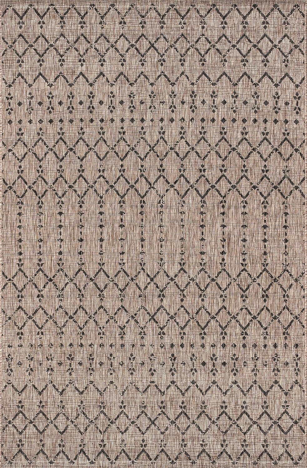 JONATHAN Y Moroccan Geometric Indoor Outdoor Area Rug 8X10 Natural/Black, Ourika Textured Weave for Backyard, Patio, Porch, Easy-Cleaning, High Traffic, Pet-Friendly, Non-Shedding (SMB108D-8)