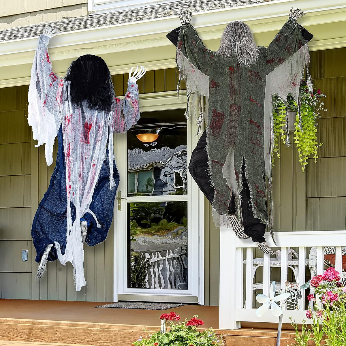 JOYIN 47" Halloween Climbing Zombies Wall Decoration Outdoor (2 Pcs), Halloween Zombie Undead for Haunted House Prop, Yard Patio Wall Decoration Party Supplies