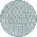 Unique Loom Outdoor Trellis Collection Area Rug - Deco Trellis (4' 1" Round, Aqua/ Ivory)