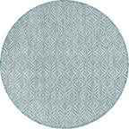 Unique Loom Outdoor Trellis Collection Area Rug - Deco Trellis (4' 1" Round, Aqua/ Ivory)