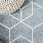 JONATHAN Y Tumbling Blocks Light Blue/White Runner Rug 2x8, Modern,Contemporary,Geometric,Casual, Easy-Cleaning for Living Room,Bedroom,Kitchen,Pet Friendly,Non-Shedding (SEU101C-28)