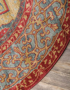 Unique Loom Palace Collection Area Rug - Saray (3' 3" Round, Navy Blue/Rust Red)