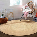 Hausattire Hand Woven Jute Braided Rug, 5’ Round – Natural, Reversible Boho - Image 7