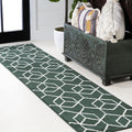 JONATHAN Y Tumbling Blocks Green/White Runner Rug 2x8, Modern,Contemporary,Geometric,Casual, Easy-Cleaning for Living Room,Bedroom,Kitchen,Pet Friendly,Non-Shedding (SEU101D-28)