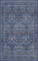 Vintage Dark Blue Living Room Rug 5x8 Area Rug - Image 2