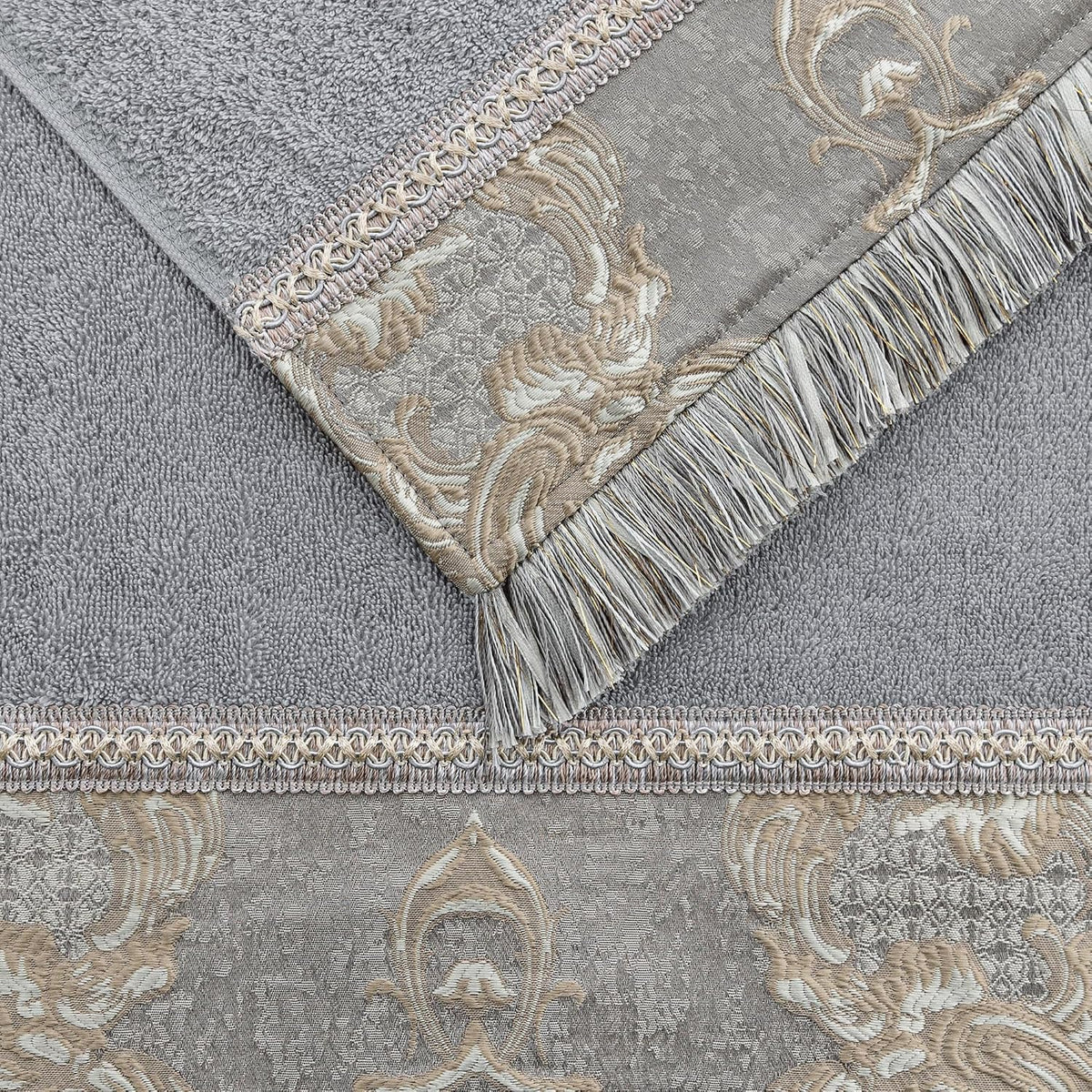 Loom and Mill Luxury Cotton Decorative Bath Towel Set 3 Piece, Grey