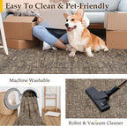 9x12 Washable Area Rug for Living Room Bedroom Vintage Brown Non Slip Carpet - Image 6