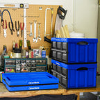 CleverMade Collapsible Storage Bins, 46L 1 Pack, 75 lb Stackable, Obsidian