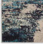 Nourison Home Celestial Ivory Teal Blue 2' x 6' Area Rug - Easy Clean, Non Shedding, Bed Room, Living Room, Dining Room, Kitchen (6' Runner)
