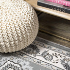JONATHAN Y Cherie French Cottage Gray/Cream Runner Rug, 2x10, Vintage, Bohemian, Easy-Cleaning for Living Room, Bedroom, Kitchen, Pet Friendly, Non-Shedding (MDP505B-210)
