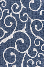 Unique Loom Decatur Collection Damask Botanical, Geometric, Modern Area Rug (2' 2 x 3' 0 Rectangular, Navy Blue/ Ivory)