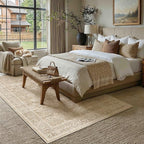 5x7 Washable Area Rug for Living Room Bedroom Vintage Beige Soft Low Pile - Image 3