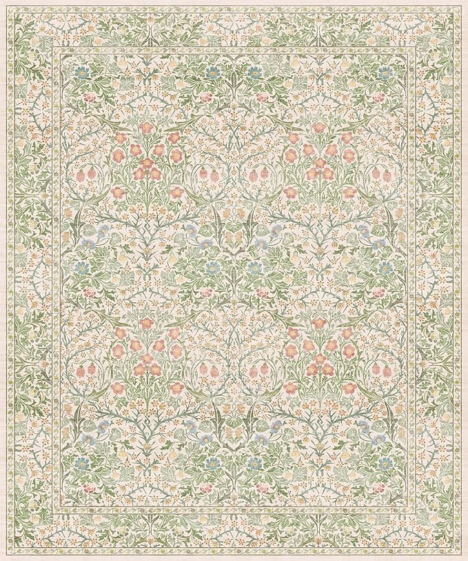 Vintage Washable Beige Green 10x12 Rug - Image 2