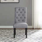 Roundhill Furniture Leviton Solid Wood Tufted Dining Chair, Set of 2, Gray