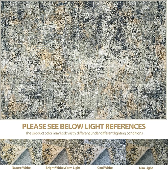 9x12 Area Rugs for Living Room Rug Washable: Abstract Large Rug for Dining Room - Image 7