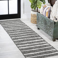 JONATHAN Y Berber Stripe Indoor Outdoor Runner Rug 2X10 Black/Ivory, Colonia for Backyard, Patio, Porch, Easy-Cleaning, High Traffic, Pet-Friendly, Non-Shedding (SMB125E-210)