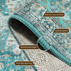 Washable Area Rug 4' x 6' Vintage Traditional Persian Mat - Image 6