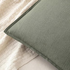 MIULEE Decorative Linen Euro Sham Pillow Covers 24x24 Inch Olive Green Boho - Image 2