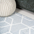 JONATHAN Y Tumbling Blocks Light Blue/White Runner Rug 2x8, Modern,Contemporary,Geometric,Casual, Easy-Cleaning for Living Room,Bedroom,Kitchen,Pet Friendly,Non-Shedding (SEU101C-28)