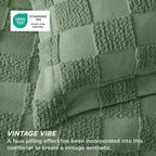 Bedsure Green Plaid Comforters Queen Set, Vintage Boho Bedding Set 3 Pcs