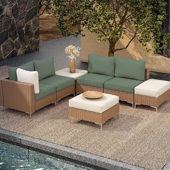 8Pcs Outdoor Cushion Covers, Patio Cushion Covers, Stretch Elastic Slipcovers - Image 5