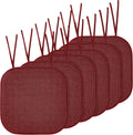 Elegant Comfort Chair Cushion Covers with Ties and Non Skid Rubber Backing-Thick Memory Foam - Soft Cushion Pad- Rounded Square Seat Cover-16 x 16 Inches-Honeycomb Textured Pattern, Set of 6, Burgundy