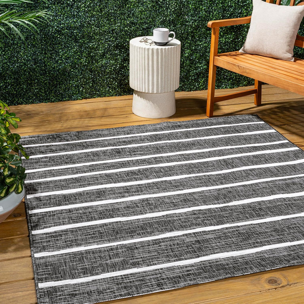 JONATHAN Y Berber Stripe Indoor Outdoor Runner Rug 2X10 Black/Ivory, Colonia for Backyard, Patio, Porch, Easy-Cleaning, High Traffic, Pet-Friendly, Non-Shedding (SMB125E-210)