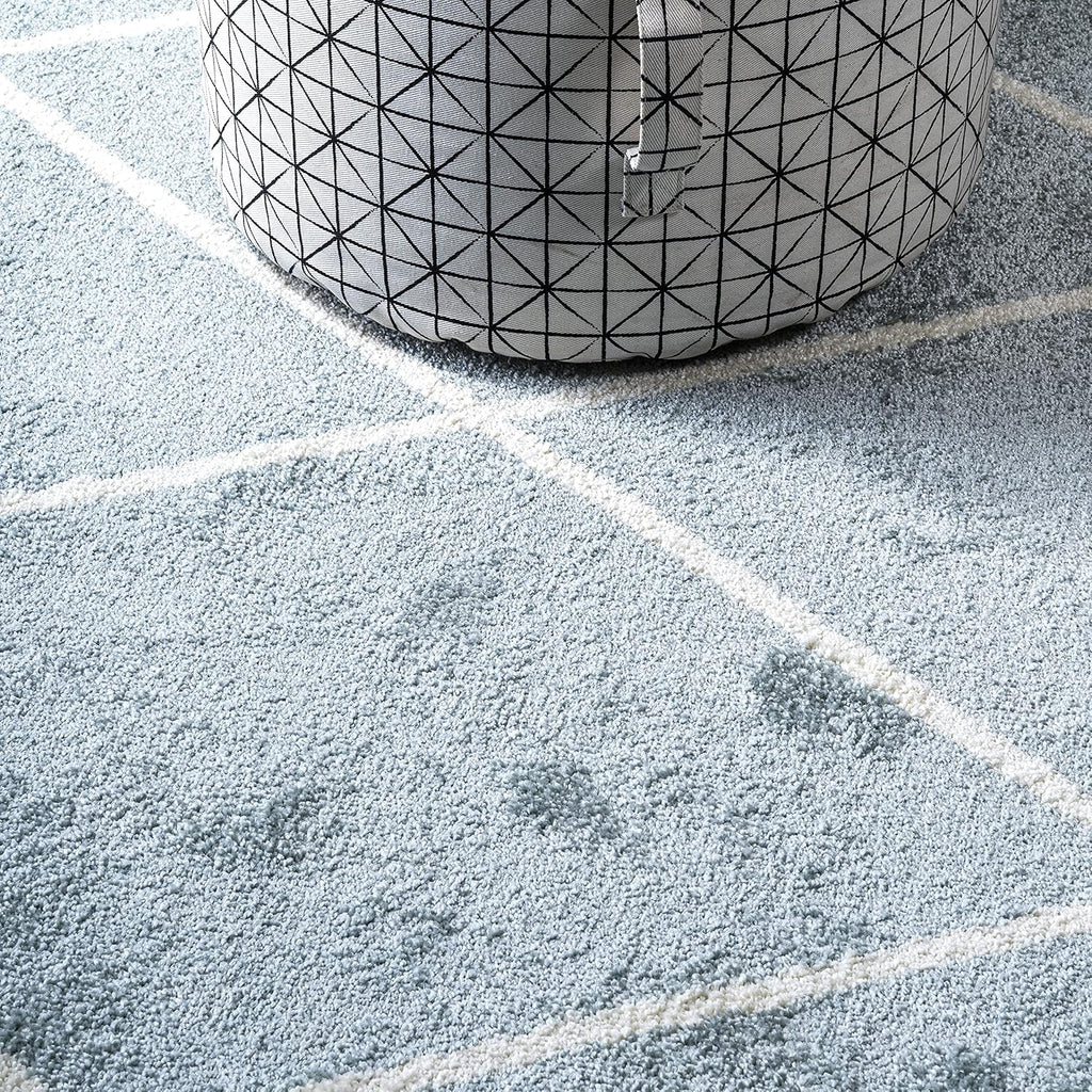 JONATHAN Y Cole Diamond Trellis Light Blue/White Runner Rug 2x10, Modern,Contemporary,Geometric,Casual, Easy-Cleaning for Living Room,Bedroom,Kitchen,Pet Friendly,Non-Shedding (SEU102C-210)