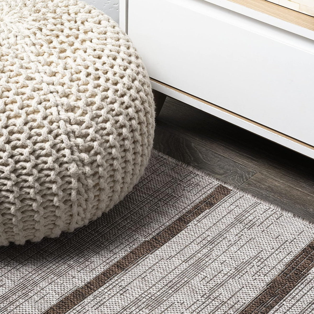 JONATHAN Y Berber Stripe Indoor Outdoor Runner Rug 2X10 Beige/Brown, Colonia for Backyard, Patio, Porch, Easy-Cleaning, High Traffic, Pet-Friendly, Non-Shedding (SMB125A-210)