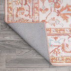 JONATHAN Y Machine Washable Orange/Cream Indoor Area Rug 4X6 ft, ASA Ornate Medallion for Living Room, Bedroom, Kitchen, Office, Easy-Cleaning, High Traffic, Pet-Friendly, Non-Shedding (WSH108A-4)