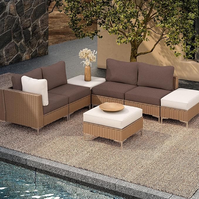 8Pcs Outdoor Cushion Covers, Patio Cushion Covers, Stretch Elastic Slipcovers - Image 5