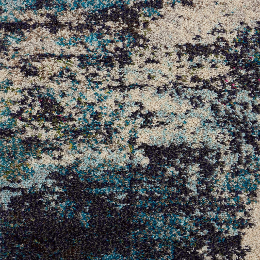Nourison Home Celestial Ivory Teal Blue 2' x 6' Area Rug - Easy Clean, Non Shedding, Bed Room, Living Room, Dining Room, Kitchen (6' Runner)