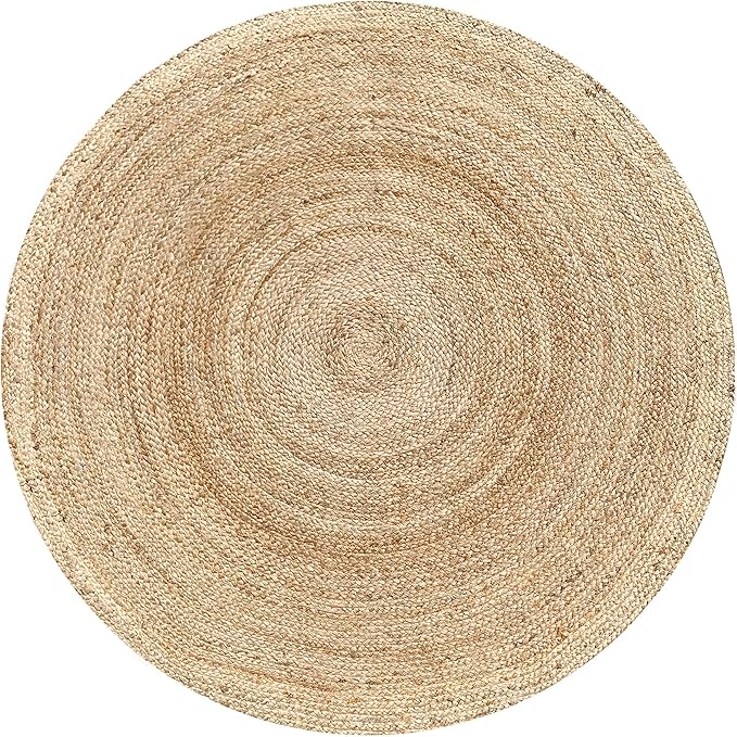 Hausattire Hand Woven Jute Braided Rug, 6’ Round – Natural, Reversible Boho - Image 3