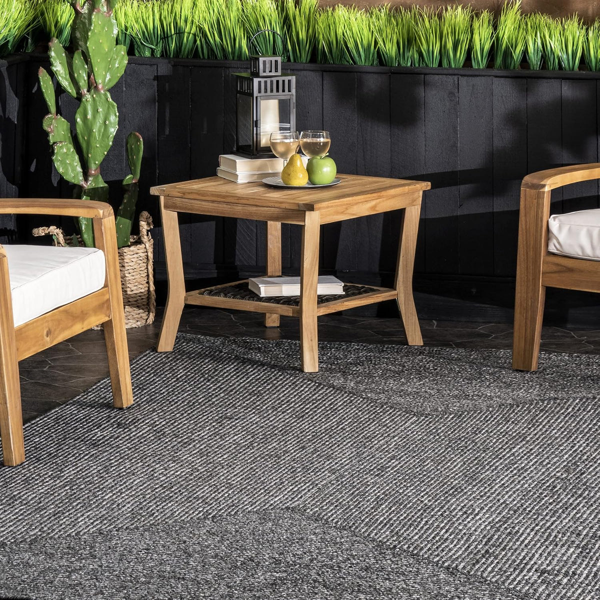 nuLOOM Wynn Charcoal Solid Power Loomed Indoor/Outdoor Runner Rug, 2' x 12'