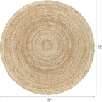 Hausattire Hand Woven Jute Braided Rug, 6’ Round – Natural, Reversible Boho - Image 2