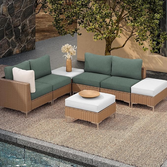 8Pcs Outdoor Cushion Covers, Patio Cushion Covers, Stretch Elastic Slipcovers - Image 5