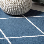 JONATHAN Y Cole Diamond Trellis Navy/White Runner Rug 2x8, Modern,Contemporary,Geometric,Casual, Easy-Cleaning for Living Room,Bedroom,Kitchen,Pet Friendly,Non-Shedding (SEU102H-28)