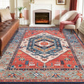 SERISSA Washable Rugs 8x10 Area Rugs, Large Non-Slip Boho Living Room Rust Rug by SERISSAHomeDecorCollection