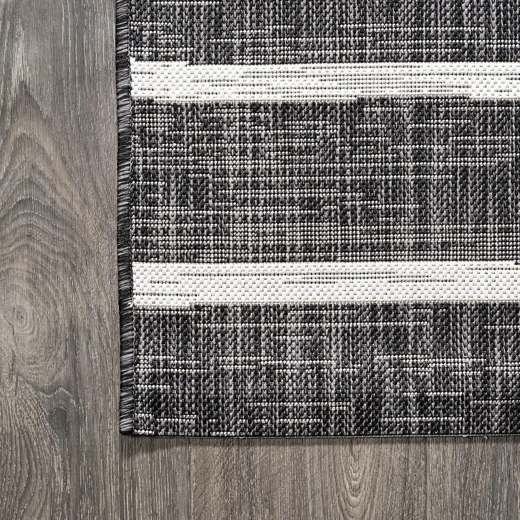JONATHAN Y Berber Stripe Indoor Outdoor Runner Rug 2X10 Black/Ivory, Colonia for Backyard, Patio, Porch, Easy-Cleaning, High Traffic, Pet-Friendly, Non-Shedding (SMB125E-210)
