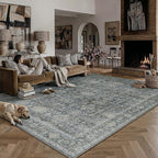 9x12 Washable Area Rug for Living Room Bedroom Vintage Black Grey Non Slip - Image 4
