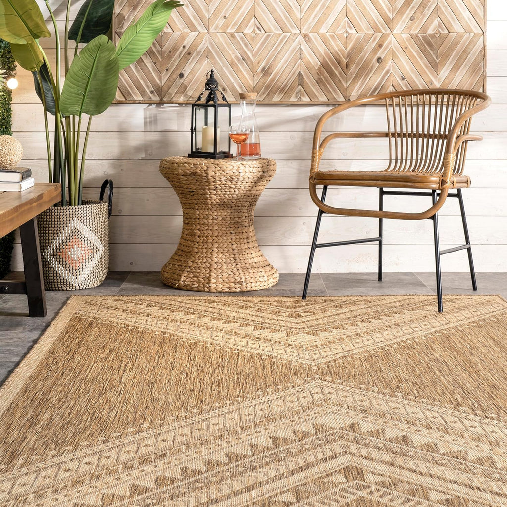 nuLOOM Landry Brown Geometric Power Loomed Indoor/Outdoor Area Rug, 4' x 6'