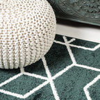 JONATHAN Y Tumbling Blocks Green/White Runner Rug 2x8, Modern,Contemporary,Geometric,Casual, Easy-Cleaning for Living Room,Bedroom,Kitchen,Pet Friendly,Non-Shedding (SEU101D-28)