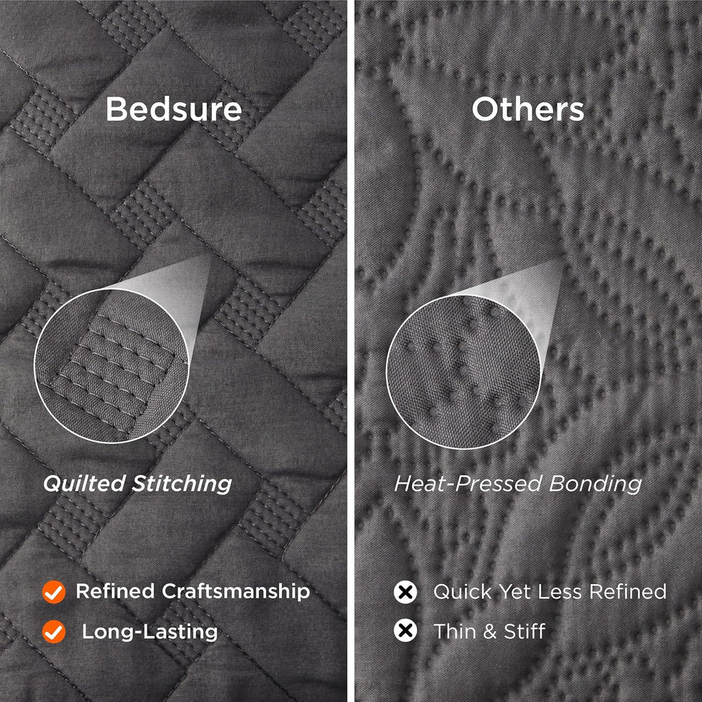 Bedsure Quilts King Size - Grey Bedspreads King Size with Basket Weave Pattern, Soft Quilt Bedding Set, Lightweight Comforter Set Coverlet for All Seasons with 2 Pillow Shams (106" x 96")