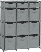 Cube Storage Organizer with Storage Bins Included - The Perfect Closet Organizers and Storage Solution. Includes 9 Storage Cubes, Great For Toy Storage, Closet Storage, Clothes Storage (Dark Grey)