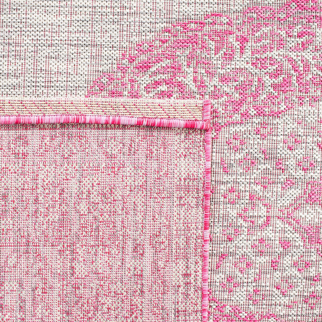 SAFAVIEH Washable Rug Outdoor Courtyard Collection - 2' x 3'7", Light Grey & Fuchsia Pink Purple, Non-Shedding & Easy Cleaning, Ideal for Patio, Front Door, Entryway, Doormat (CY8751-39712)