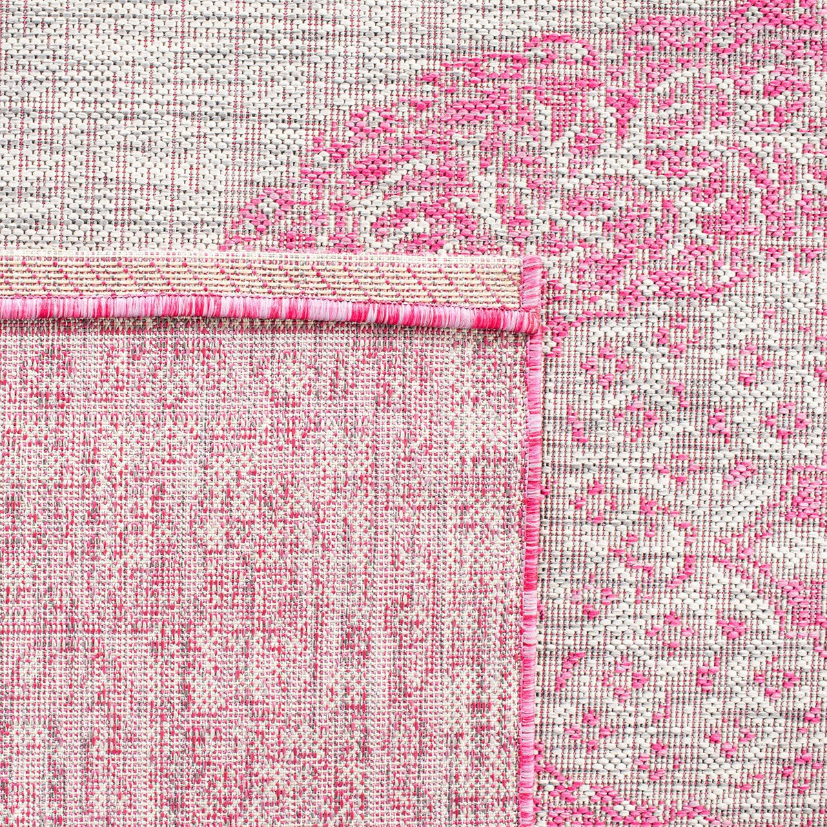 SAFAVIEH Washable Rug Outdoor Courtyard Collection - 2' x 3'7", Light Grey & Fuchsia Pink Purple, Non-Shedding & Easy Cleaning, Ideal for Patio, Front Door, Entryway, Doormat (CY8751-39712)
